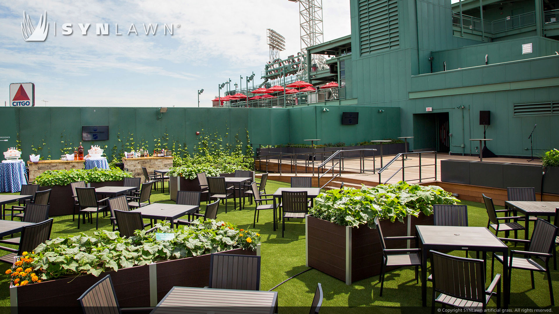 Commercial artificial grass dining area from SYNLawn