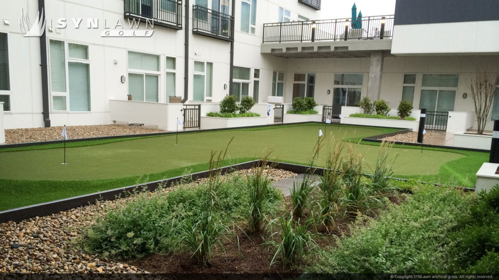 artificial grass common area of an apartment complex