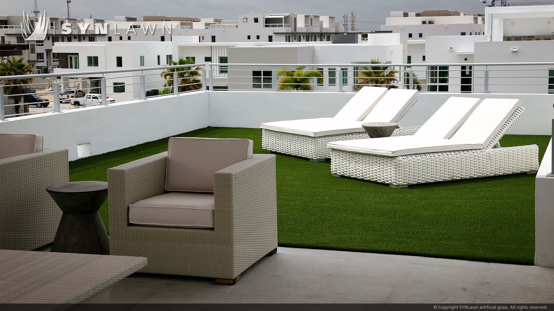 Artificial grass rooftop installed by SYNLawn