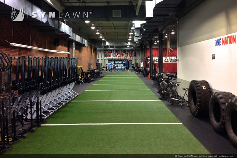 Indoor athletic turf weight room from SYNLawn
