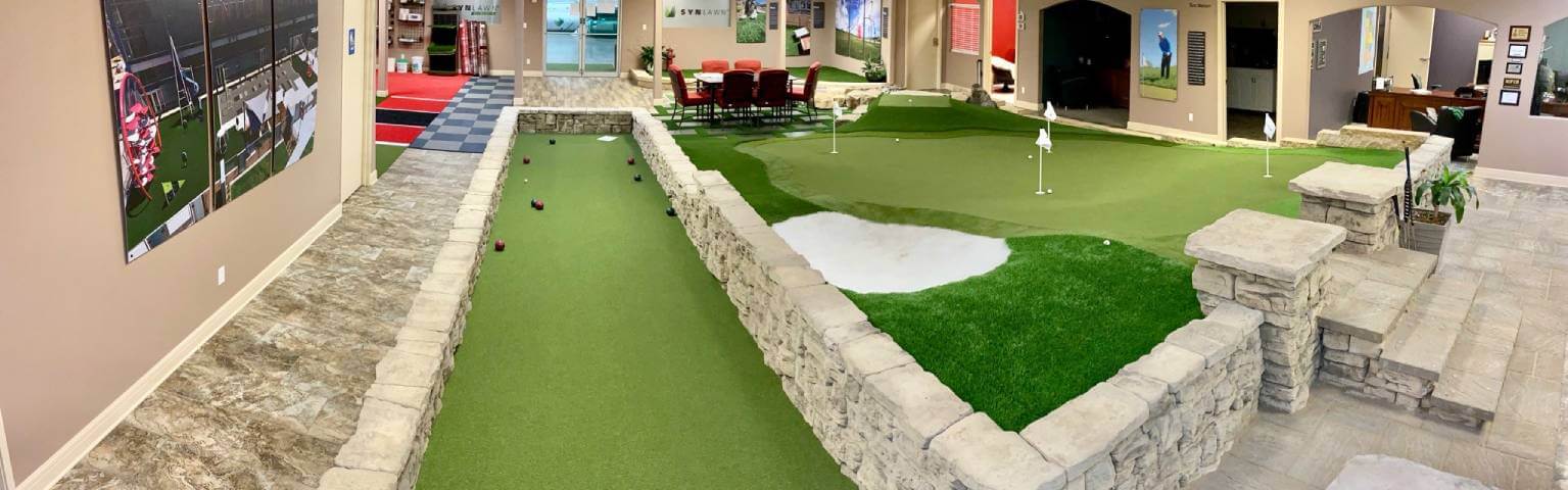 Indoor putting green & Bocce Court from SYNLawn