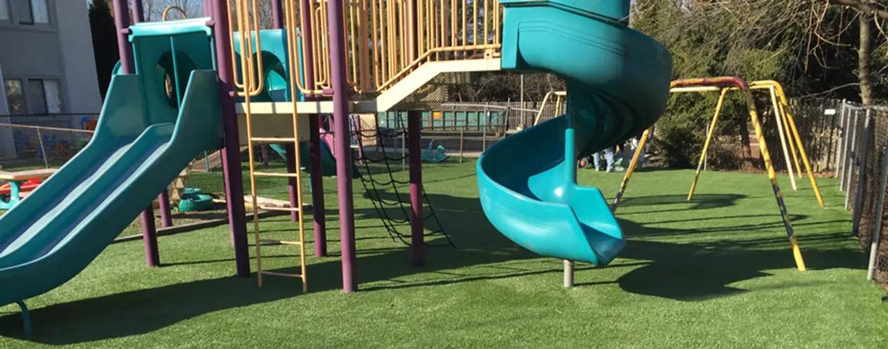 Commercial artificial grass playground installed by SYNLawn