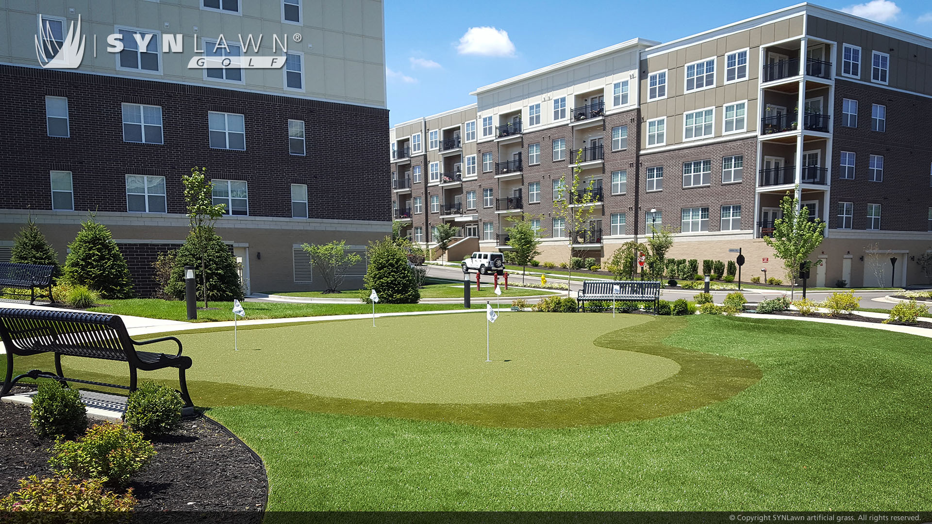 Commercial golf green installed by SYNLawn Alabama
