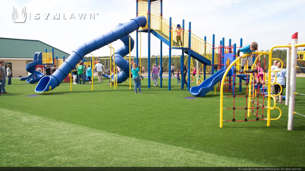 playground on artificial grass lawn
